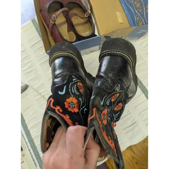 Ariat Fat Babies Western Boots Black Women's 9 M Embroidered  Fair Vintage - Picture 5 of 5